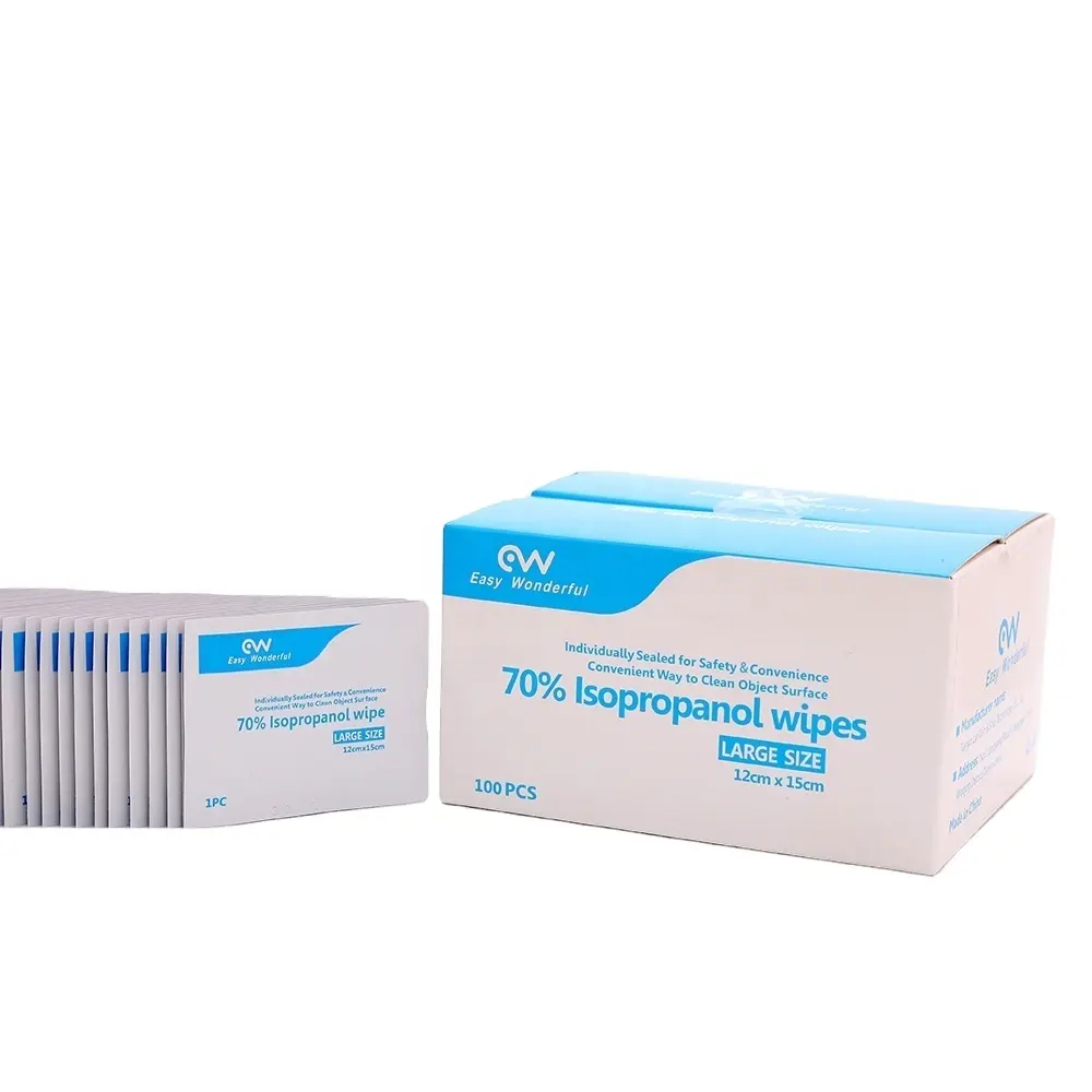 70% Isopropyl शराब पोंछ पैड गीला थोक जीवाणुरोधी गीले पोंछे 70 Isopropanol शराब प्रस्तुत करने का पैड