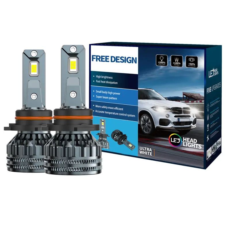 Iluminación de espejo para coche y camión, 12V, 24V, Chips CSP extremadamente brillantes K9, Y6 EMC 9005/HB3, haz alto 9006/HB4, bombillas de faro LED de haz bajo