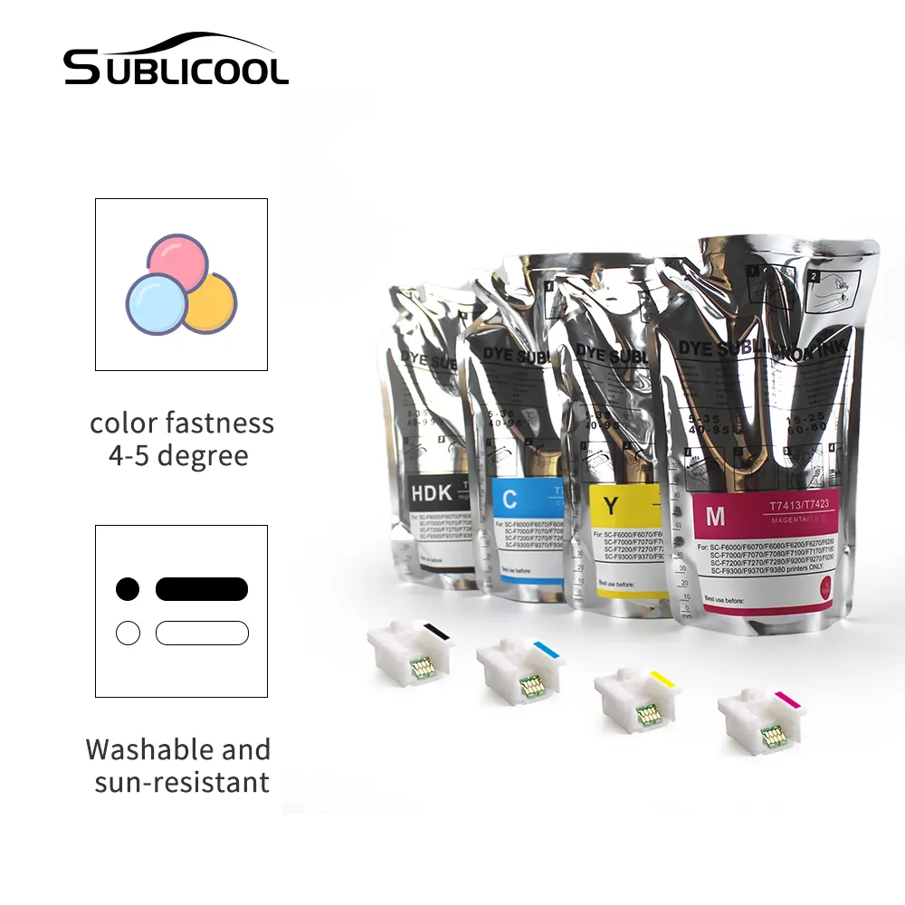 SUBLICOOL 구매 1000ml/봉투 인쇄 잉크 보내기 카트리지 칩 F6200 F7200 F9200 복사 엡손 원본 프린터 잉크