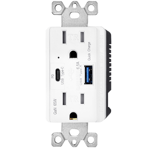 เต้ารับอัจฉริยะ USB 65W แบบใหม่15A ช่องเสียบ TR แบบ USB Type C PD พิมพ์พอร์ต QC ช่องเสียบ USB ที่ชาร์จเร็วอยู่ในรายการ - Product Image 5