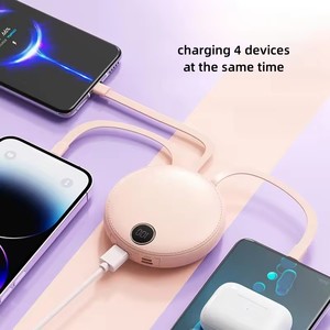 Banco de energía portátil con cables integrados X 4, 10000mAh Paquete de batería de carga rápida 4 salidas 2 entradas con pantalla LED - Product Image 4
