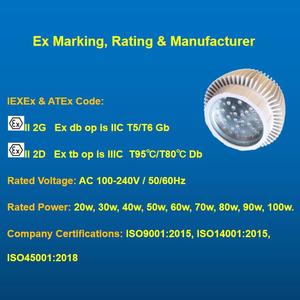 Iecex ไฟ LED กันระเบิด Class 1 50W, มาพร้อมไฟติดผนัง IP66ติดเพดาน - Product Image 2