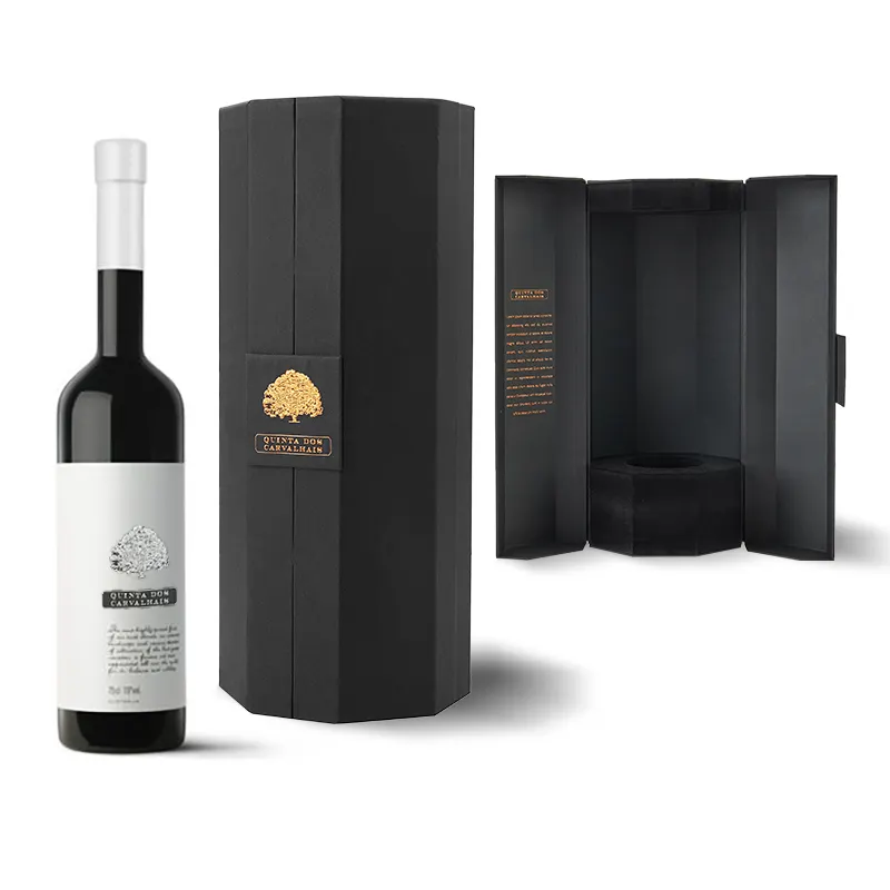 Embalaje de regalo de cartón de vino de lujo personalizado para una sola botella de vino embalaje de caja de cartón de madera