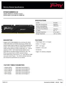 Original <strong>Memory</strong> Ram DDR5 FURY Beast RAM 16GB 32GB 5200MHz 5600MHz 6000MHz Desktop <strong>AMD</strong> Intel CPU Motherboard Ram <strong>Memory</strong> - Product Image 6
