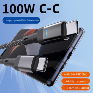 EMK çip örgülü veri kablosu göstergesi ile yeni veri kablosu işık tip-c terminali PD100w süper hızlı şarj şarj kablosu - Product Image 2