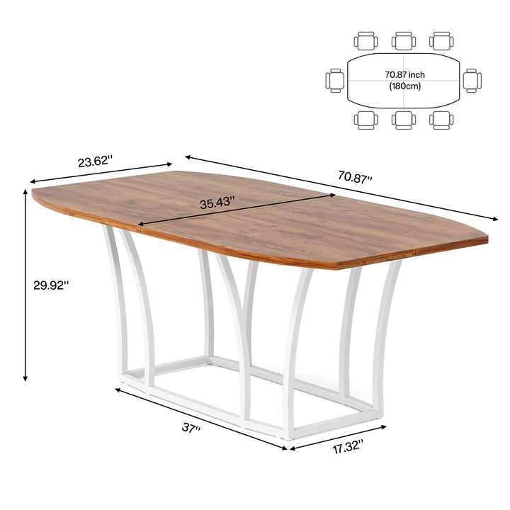Tribesigns Utility 70,87 "Mesa de comedor ovalada de madera Mesa de cocina para 4-6 personas con patas de metal para computadora y Cena
