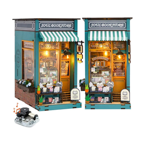Kitapçı kitap Nook OEM ODM 3d ahşap bulmaca Bookend Diy minyatür ev Booknook raf ekle <span class=keywords><strong>Soul</strong></span> kitabevi kitap Nook kiti
