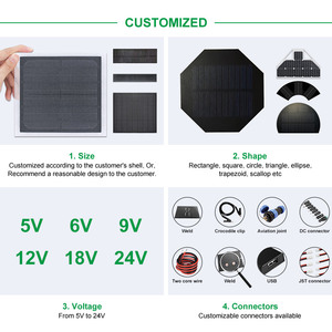 Tùy chỉnh hình tấm pin mặt trời 10w 12w 15w 20w bảng điều khiển năng lượng mặt trời mini monocrystalline 6v 9v 12v 18v bảng điều khiển năng lượng mặt trời kích thước nhỏ cho máy ảnh - Product Image 4