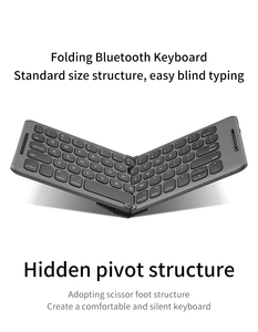 Soporte de conexión de diferentes dispositivos gris Mini doble plegable Bluetooth recargable teclado inalámbrico para teléfono tableta portátil - Product Image 4