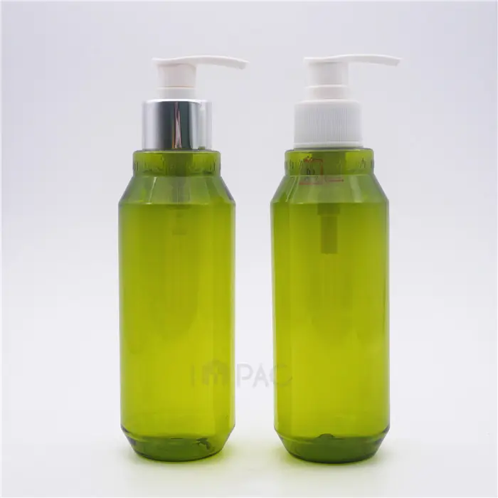 new round green pet plastic wholesale baby shower gel bottle with lotion pump 250ml