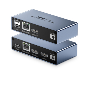 50m HDMI KVM扩展器，通过USB以太网5e类/6类RJ45电缆1080p @ 60Hz DC12V HDMI扩展器，用于双显示器 - Product Image 1
