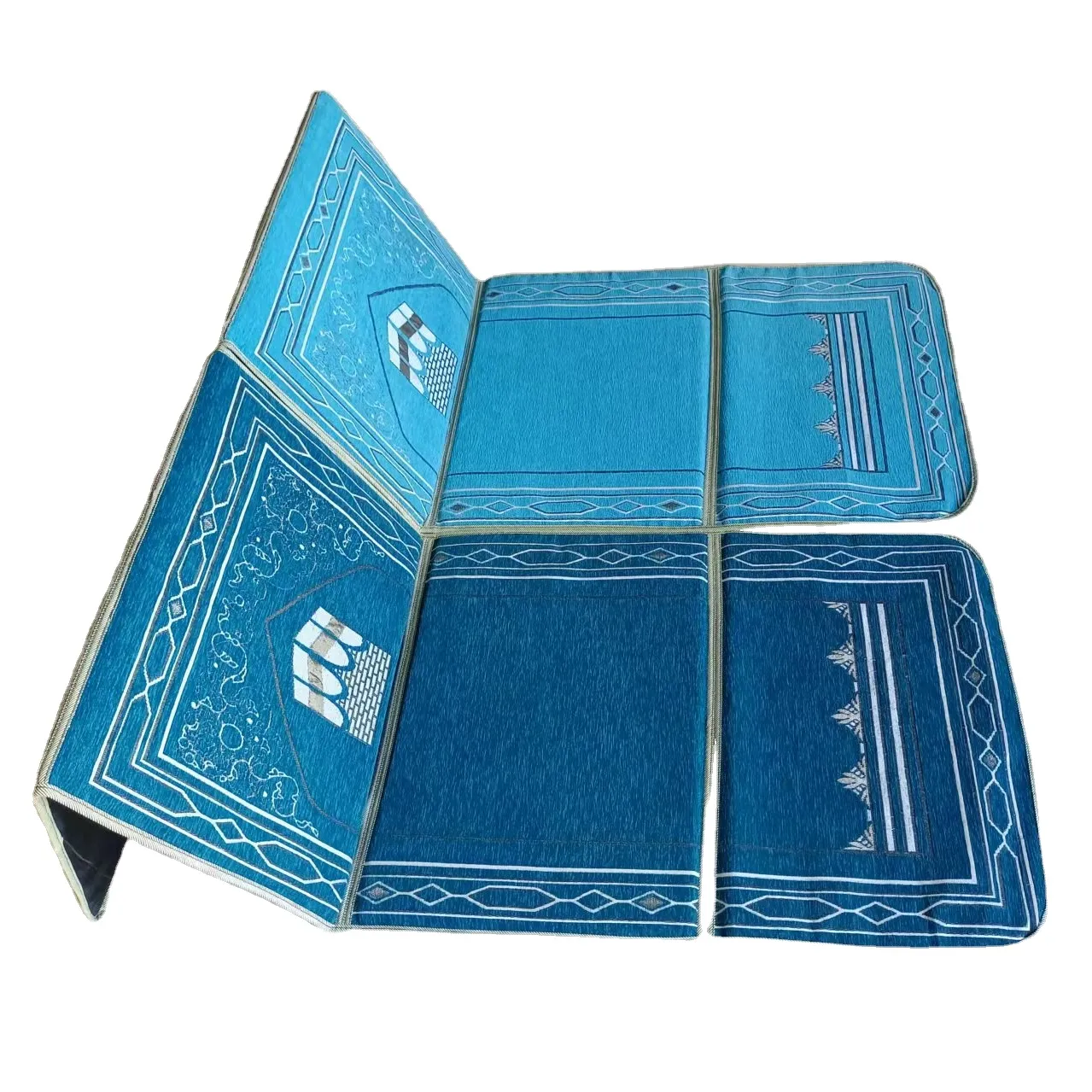 Nuovo design del tappeto da preghiera islamico della turchia tappetini da preghiera pieghevoli musulmani tappeto della moschea del pakistan con schienale