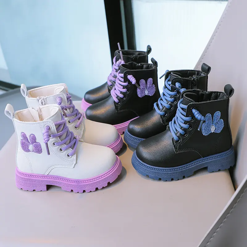 Autumn Fashion New Girls Children's Leather Boots Single Casual Shoe Martin Boots British Student Soft Soled Short Boots