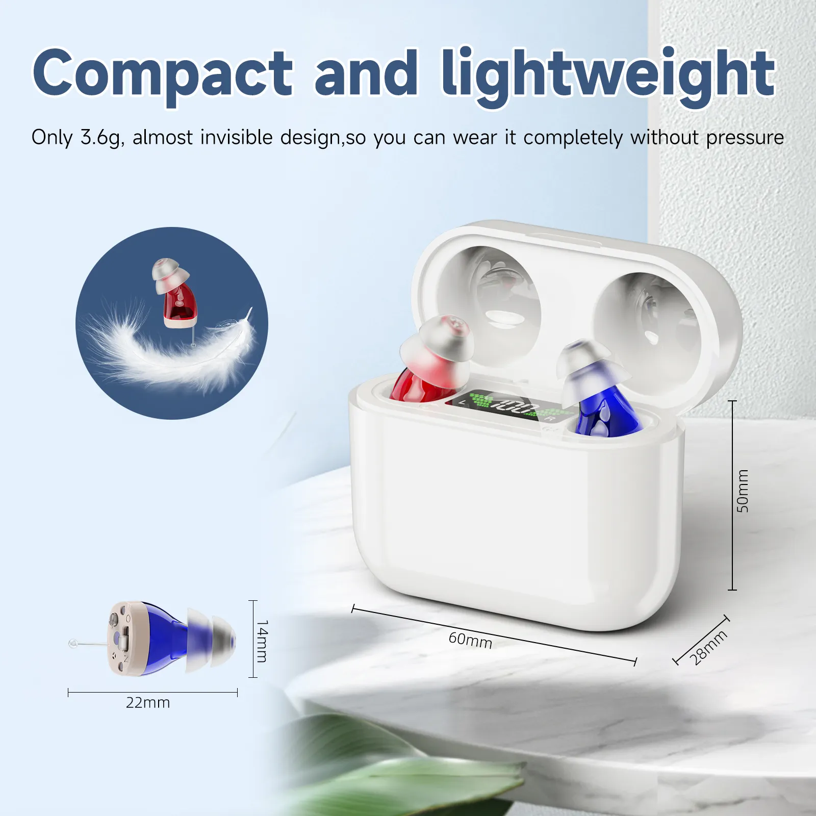 Audífono invisible mini Dispositivo de audífono recargable audifonos para sordos OTC Ear & Hearing Products