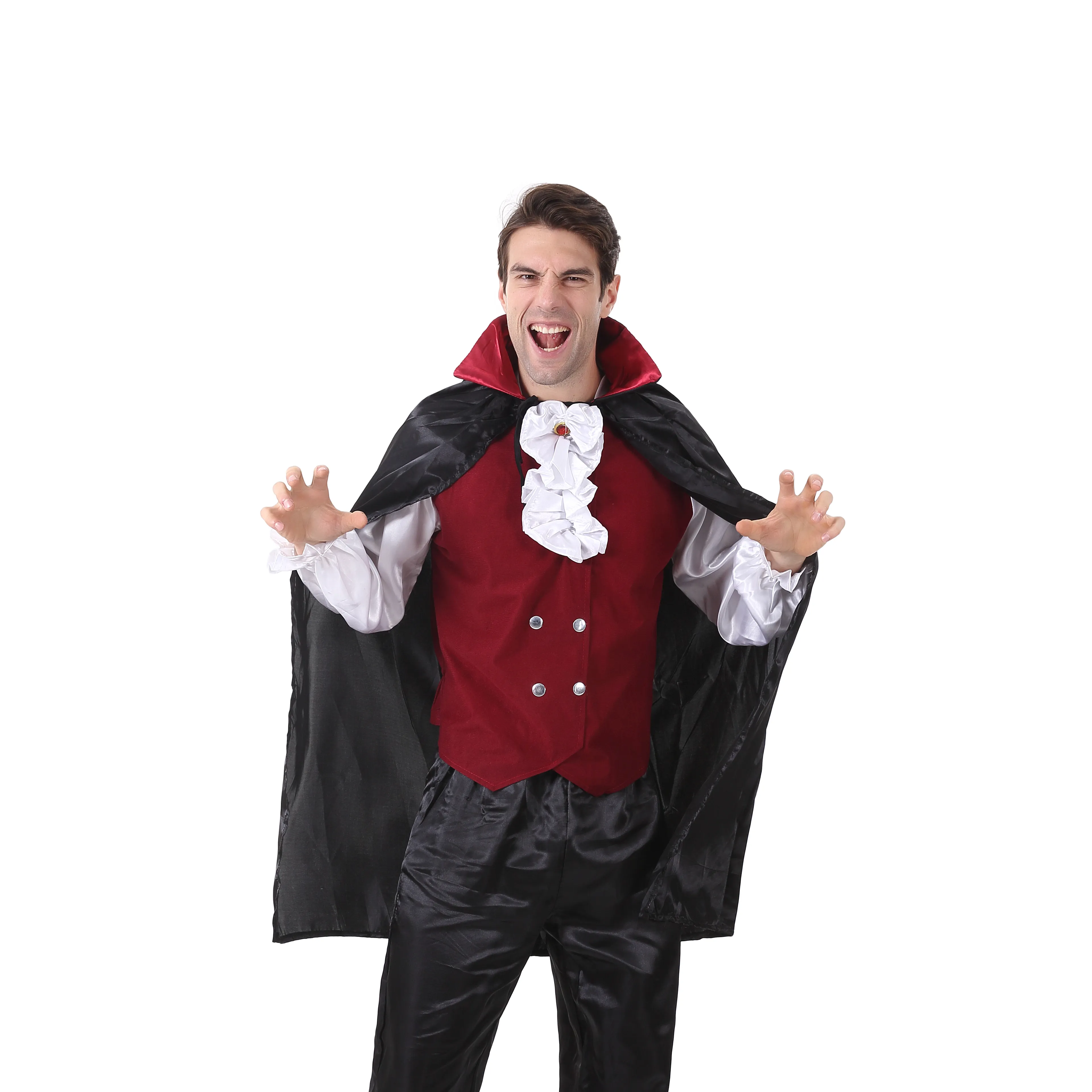 Cosplay Halloween vampiro traje negro de los hombres capa traje Fiesta. HSG19294