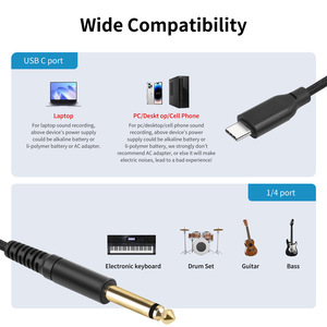 Adaptador de salida estéreo USB C de 6,35mm, Cable de 1/4 TRS de 8m, Chip Digital integrado para cámara de proyector, conexión Coaxial RCA para coche