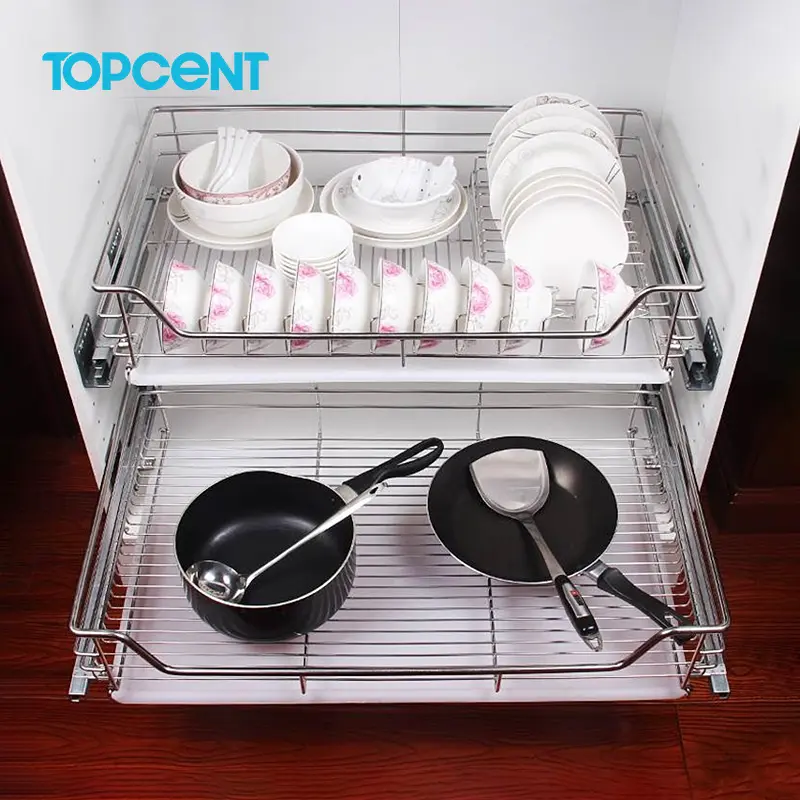 TOPCENT New Kitchen Wire Rack armadio da cucina accessori Hardware Organizer cassetti estraibili cestino da cucina cassetti