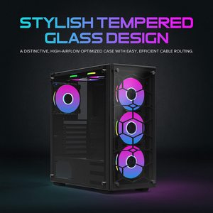ATX PC เคส Mid Tower เคสคอมพิวเตอร์สำหรับเล่นเกม,พร้อมกระจกเทมเปอร์แชสซีคอมพิวเตอร์ - Product Image 5