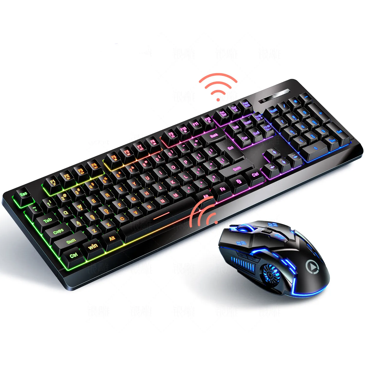 KM01 kabellos beleuchtetes ergonomisches Bluetooth-Gaming-Tastatur- und Maus-Set wiederaufladbares LED ABS-Material