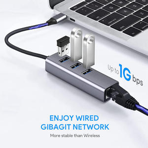 4 in1 USB Hub in alluminio multiporta Dock Station con adattatore USB3.0 Lan Gigabit RJ45 1000Mbps Ethernet Usb C Hub - Product Image 5
