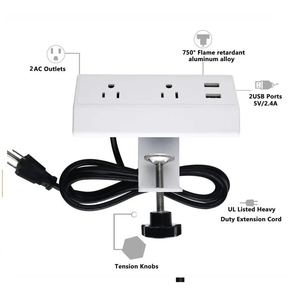 夹式双USB-A充电器美国办公桌电源板可拆卸夹式电源插座插座 - Product Image 3