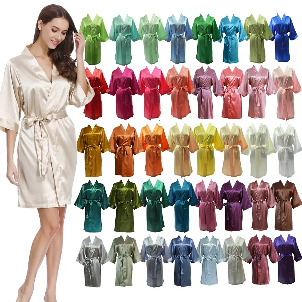 55 couleurs soie Satin Robes mariée demoiselle d'honneur peignoirs pour femmes usine en gros