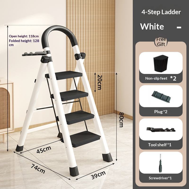 Blanc 4 marches avec accoudoirs