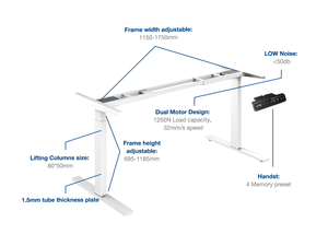 Jiecang dễ dàng để cài đặt động cơ kép điện nâng có thể điều chỉnh 2 chân ngồi đứng bàn cơ sở khung - Product Image 6