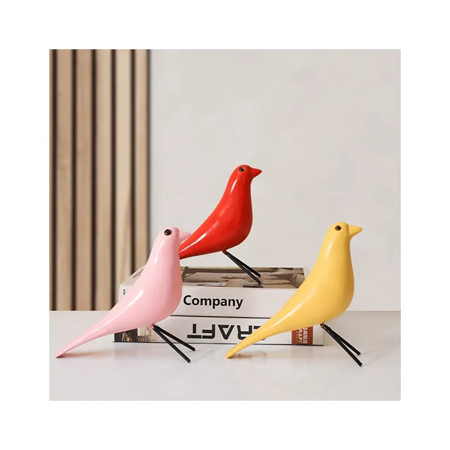 Peinture créative en bois couleur oiseau ameublement maison sculpture table artisanat en bois pour salon armoire décorations d'art