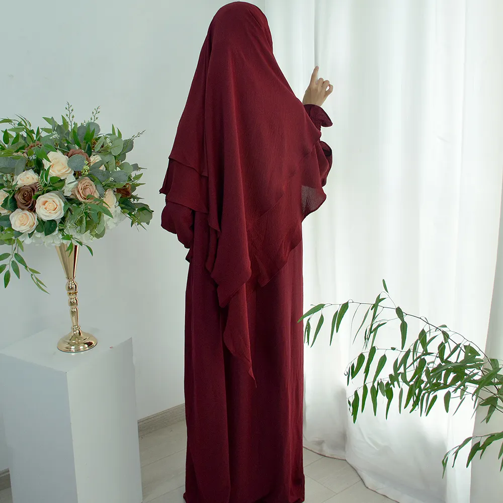 All'ingrosso tessuto materiale Abaya Dubai abbigliamento islamico vestito da donna modesto Hijabs donne Abayas top Marocaine caftano
