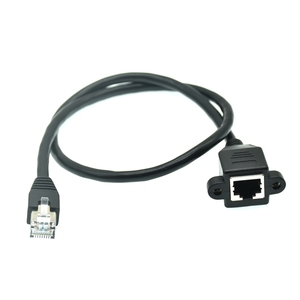 RJ45 Cable Male to Female 90 Right Angle Bend up Downed Panel Mount Ethernet LAN Extension Extender Cable Cord 1m/3ft 1.5m/5ft - Product Image 1