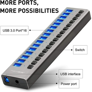 ACASIS 12V4A電源アダプターUSBHUB3.0充電器スイッチ付きマルチUSBスプリッターMacPCラップトップ用10ポートUSBハブ - Product Image 6