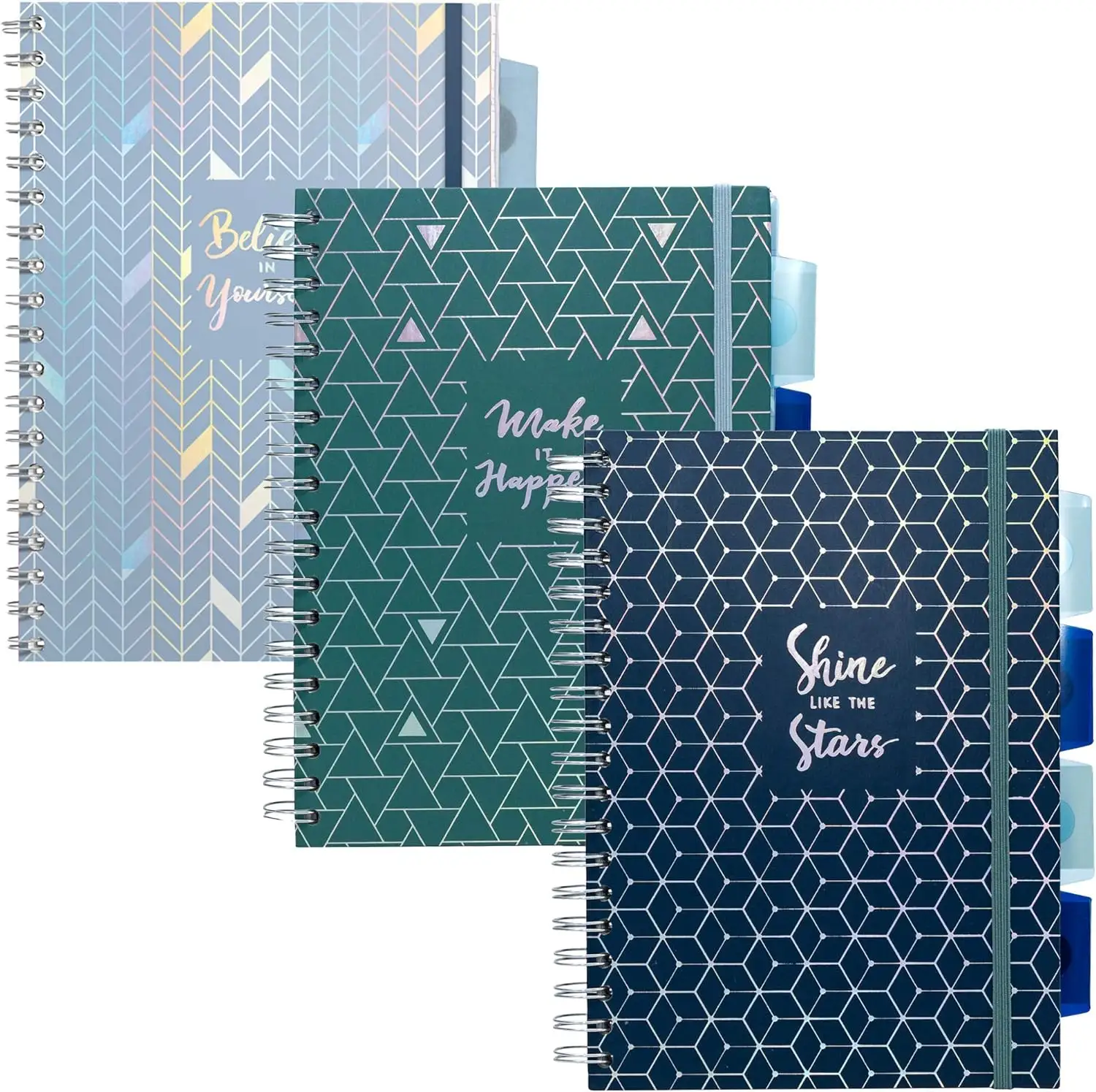 5 konu Spiral defter 3-yeniden konumlandırılabilir bölücüler ile paketleyin-delikli kenarlı 80GSM kağıdın 200 sayfası