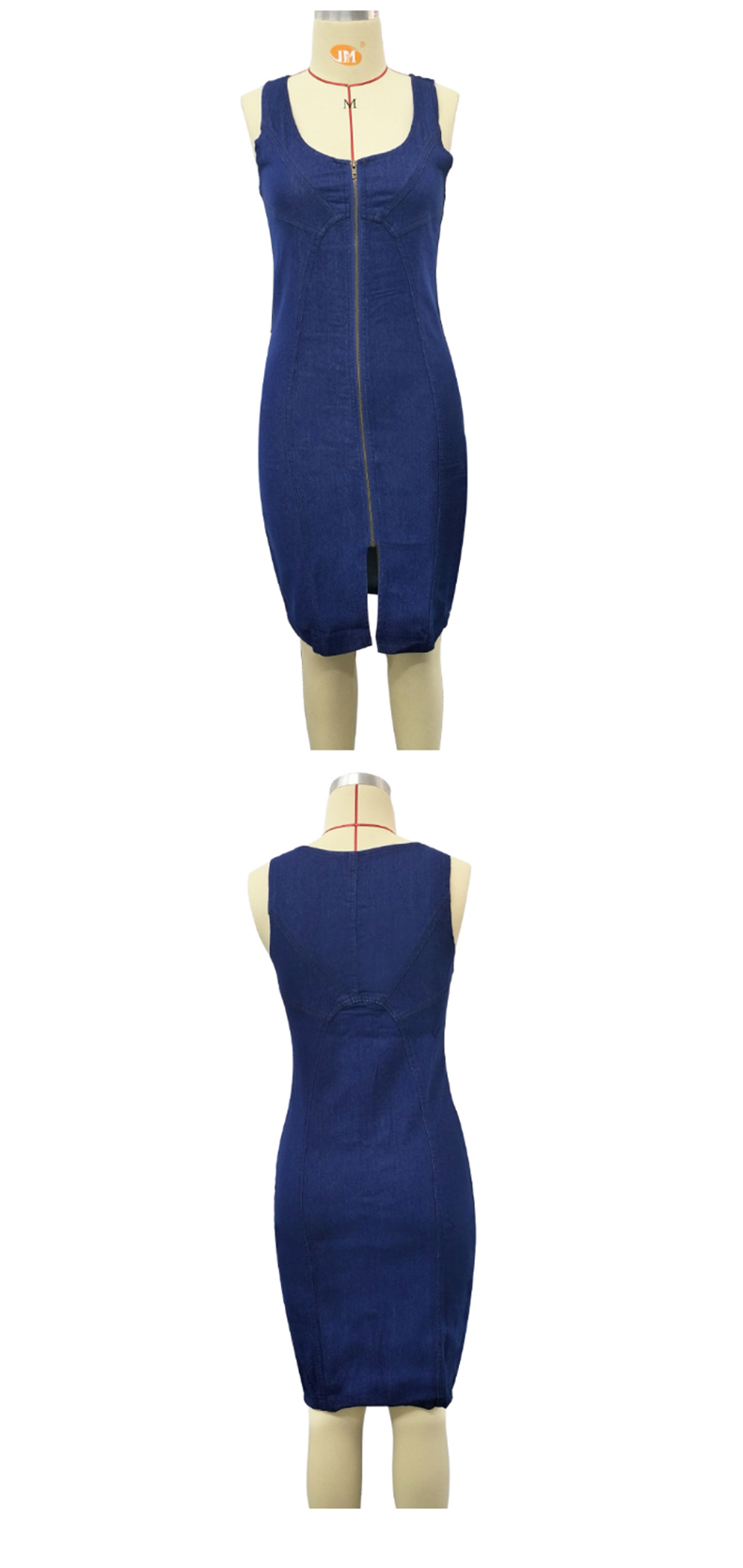 New Fashion Women's Slim Bodycon Zipper Mini Denim Jeans Dresses Ladies