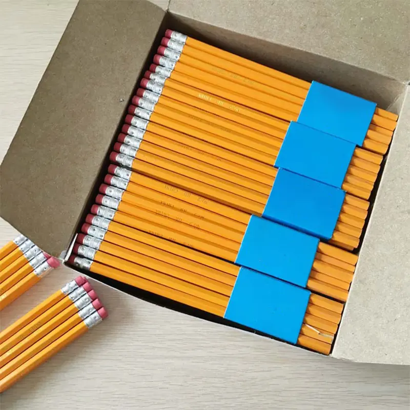 Toptan okul kırtasiye kaynağı ahşap kalem altıgen standart kalemler HB çocuklar için özel Logo ile baskılı