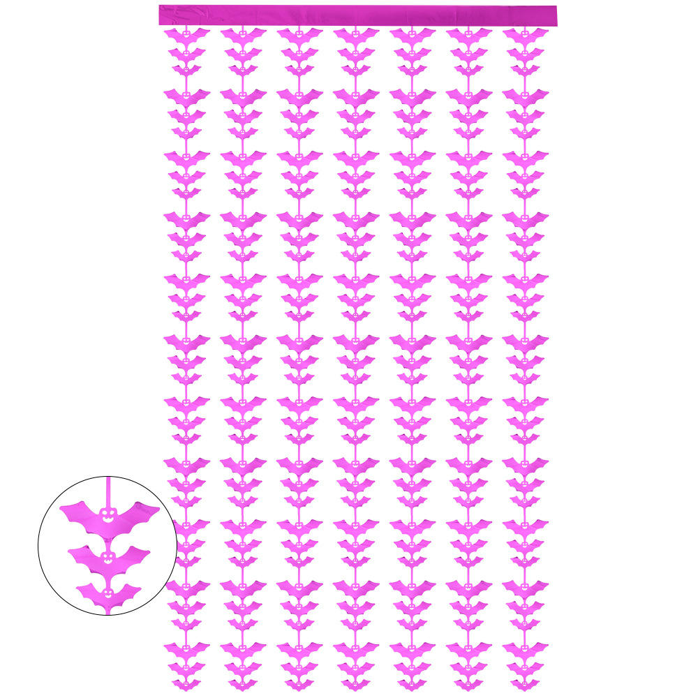 ม่านไหมกันฝนลายค้างคาวสีชมพู 1m2m