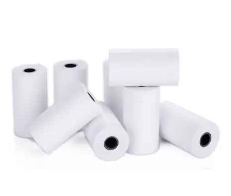 Harga grosir pabrik gulungan kertas panas kertas kasir 57*40mm tanpa inti untuk mesin cetak tunai dan POS