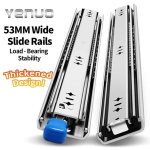 รางลิ้นชักแบบลูกปืน YENUO Heavy Duty ขนาด 12-60 นิ้ว แบบล็อคได้ รางเลื่อนแบบเต็มความยาว ติดตั้งด้านข้าง รับน้ำหนักได้ 250 ปอนด์ 1 คู่ - Product Image 1