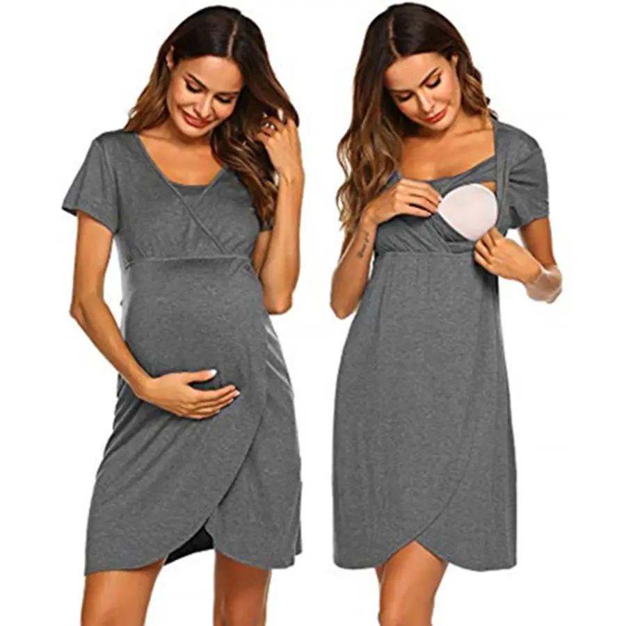 Vestido de lactancia materna, camisón de maternidad para mujer, ropa de noche para amamantar