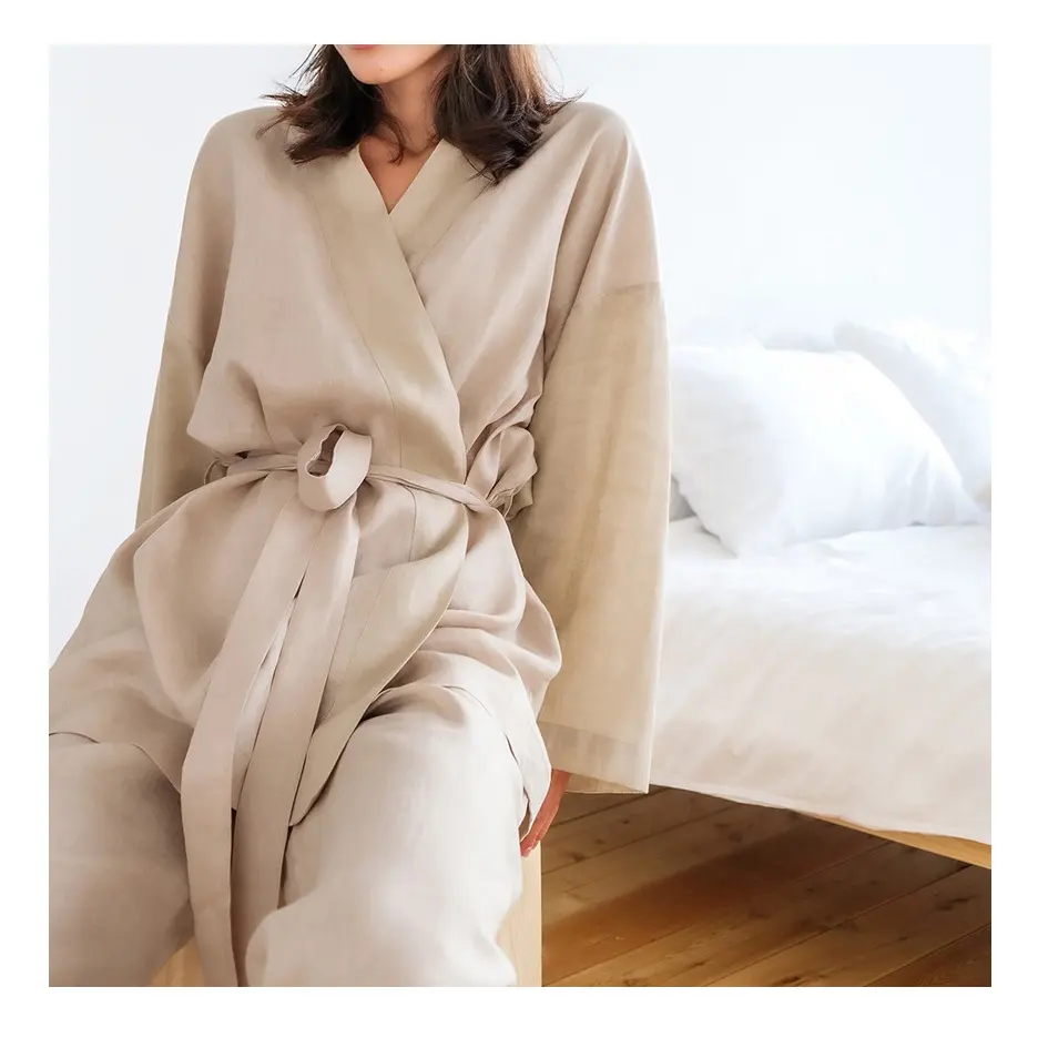 Groothandel Linnen Katoen Lounge Wear Sets Pyjama Voor Vrouwen Set