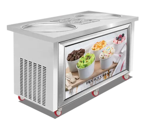 Venta caliente doble Pan 2 + 6 cubos Máquina de helado frito Rollo de helado con receta gratis
