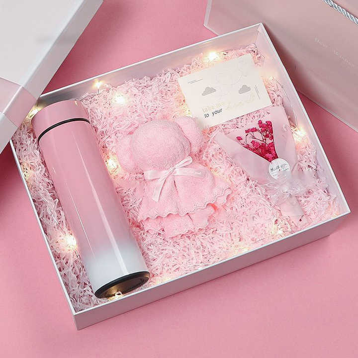 DD2166 Custom Logo Gift Box Set Thermostatic Cup Vaccum Flask Ceramic Tea Coffee Mug for Mothers Day Valentine Wedding