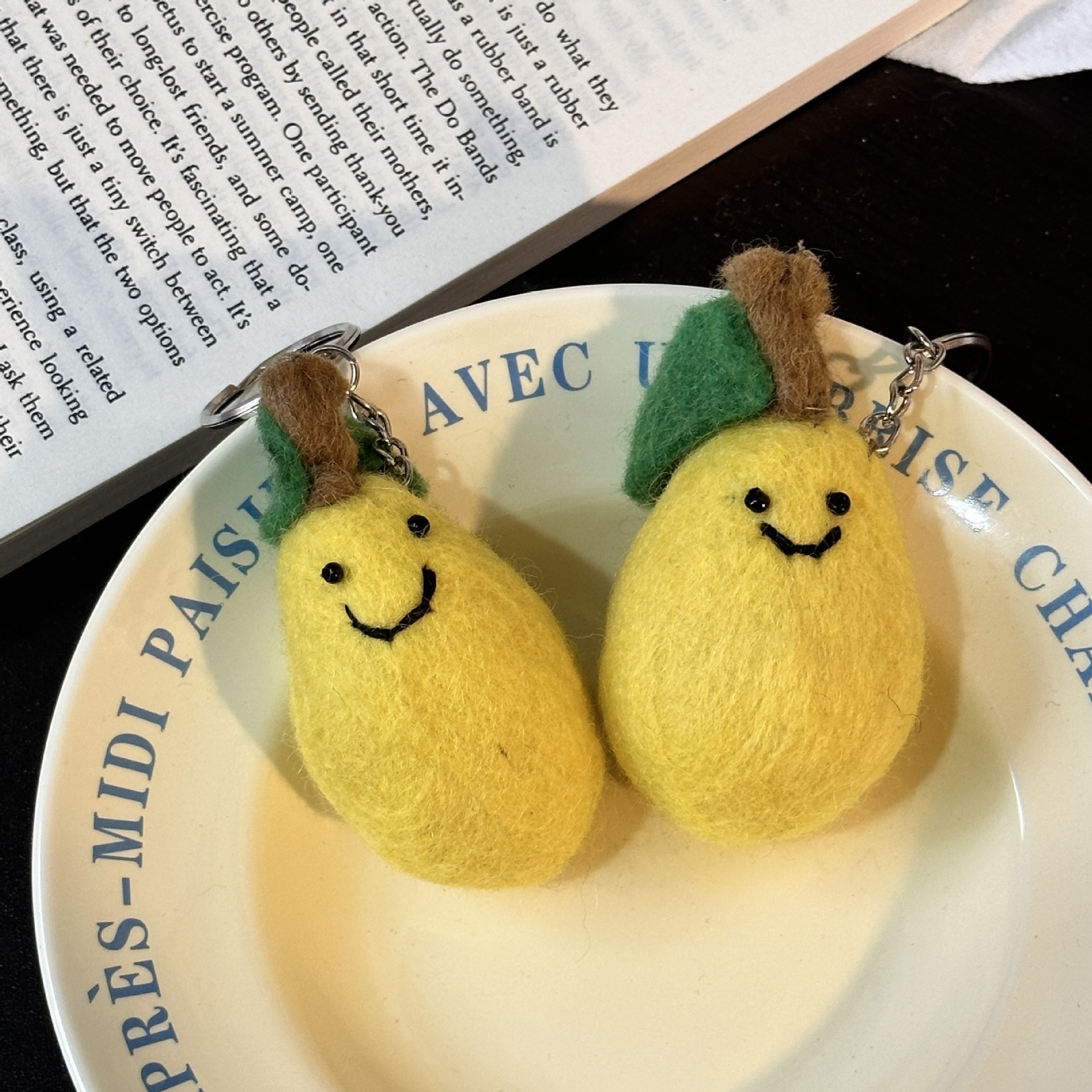 Porte-clés en feutre de laine Fruits *17