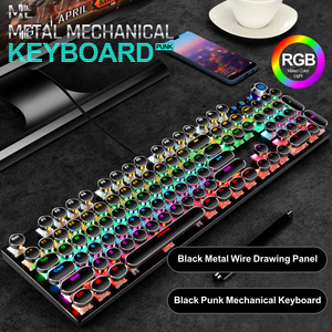 CSX K88 RGB 104 Gaming Mechanical <strong>Keyboard</strong> Punk Round Retro Keycap Backlit USB Wired Mechanical <strong>Keyboard</strong> With <strong>Replaceable</strong> Shaft - Product Image 6