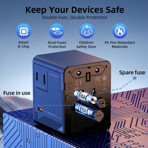 Adaptateur de voyage universel Worldplug 70W GaN avec prise internationale, chargeur de voyage avec USB et <span class=keywords><strong>type</strong></span>-<span class=keywords><strong>C</strong></span> pour téléphone portable et ordinateur portable - Product Image 6