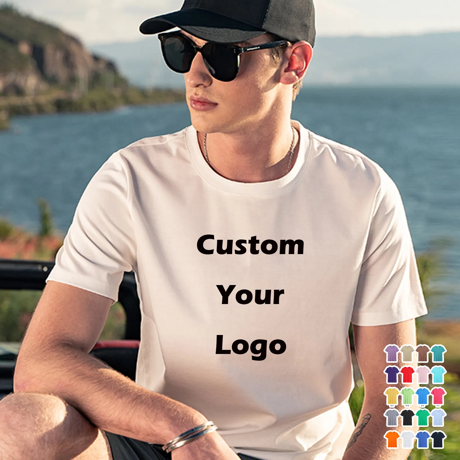 OEM imprimé unisexe polyester t-shirts plaine blanc t-shirts 100% coton t-shirts impression personnalisée logo noir hommes t-shirt pour hommes