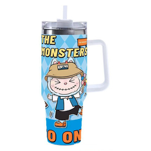 Labubu <strong>Cup</strong> Cartoon Pattern Labubu 40oz Car Mug Double Layer 304 Stainless Steel Thermos <strong>Cup</strong> with Straw for Camping - Product Image 1