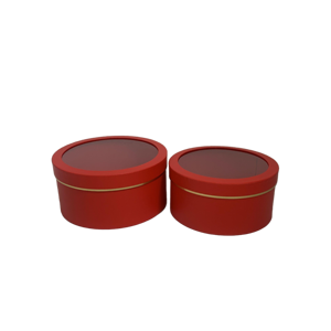 Stok (özel kabul) yüksek kaliteli düz renk 2 takım yuvarlak kutu yuvarlak pvc pencere ile çiçek hediye kutusu çiçek paketleme kutusu hediye - Product Image 5