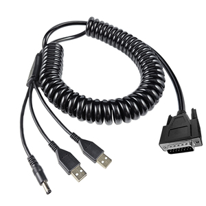 Factory Custom DB15 Coiled <strong>Cable</strong> Male to Usb DC 5525 Spring Spiral <strong>Cable</strong> Assembly Wire Harness Manufacturer - Product Image 1