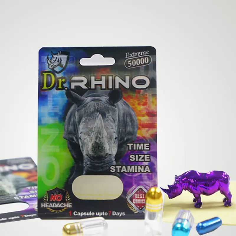 Hot Sell Rhino Pills Erektile Dysfunktion Männliche sexuelle Verbesserung Einzel kapsel pillen Flasche Blister karte Display Box Verpackung